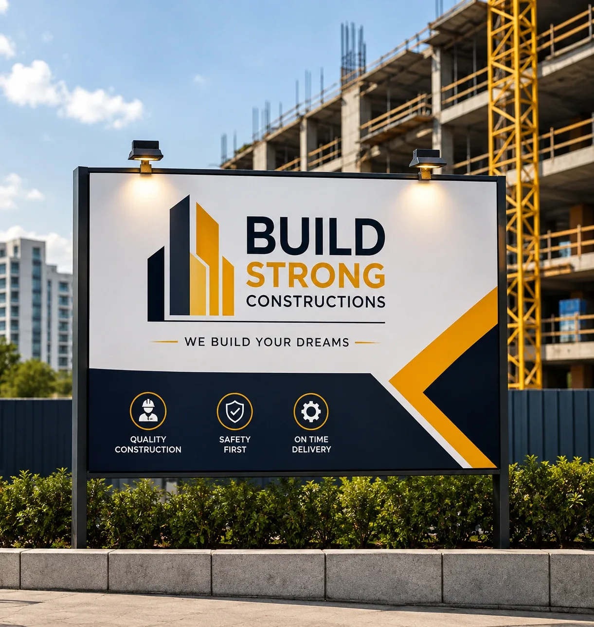 Construction site hoarding signage